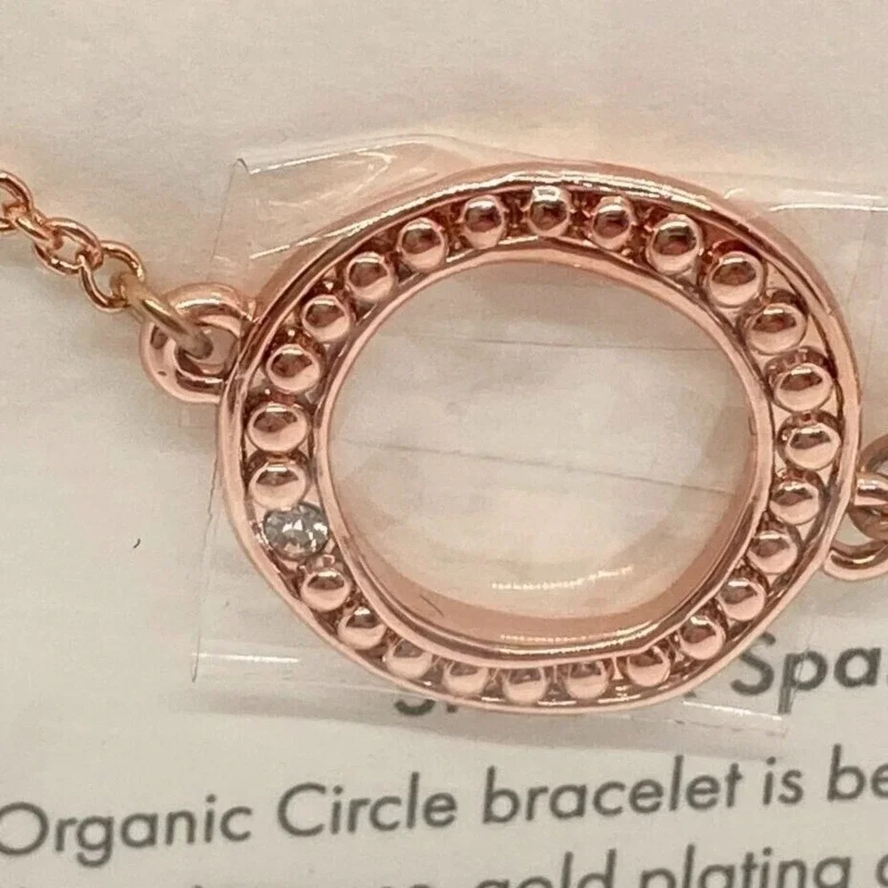 ADORE Swarovski Crystals Rose Gold Plated Organic Circle‎ Charm Bracelet